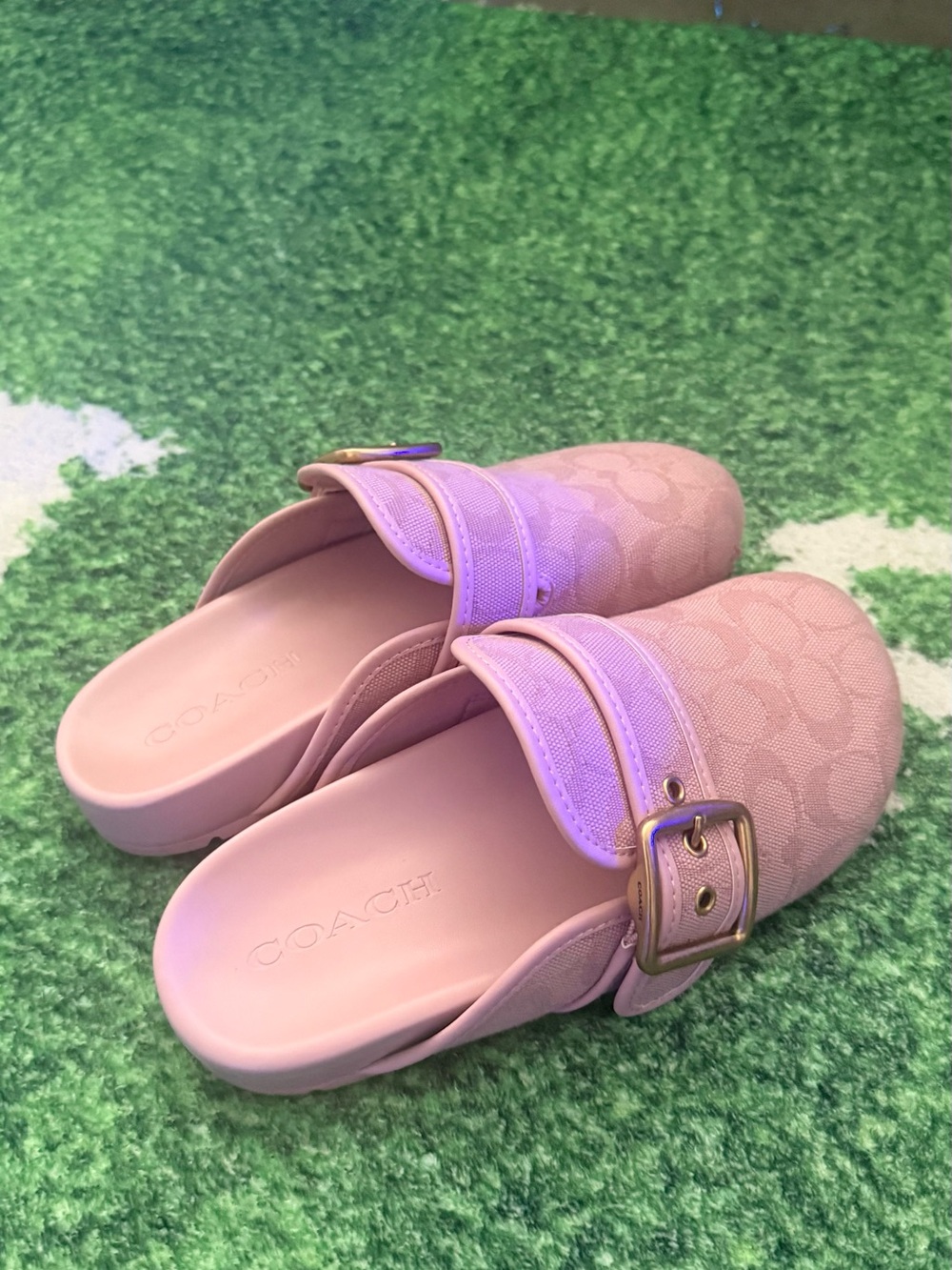 COACH Pink Slip-On Buckle Mules